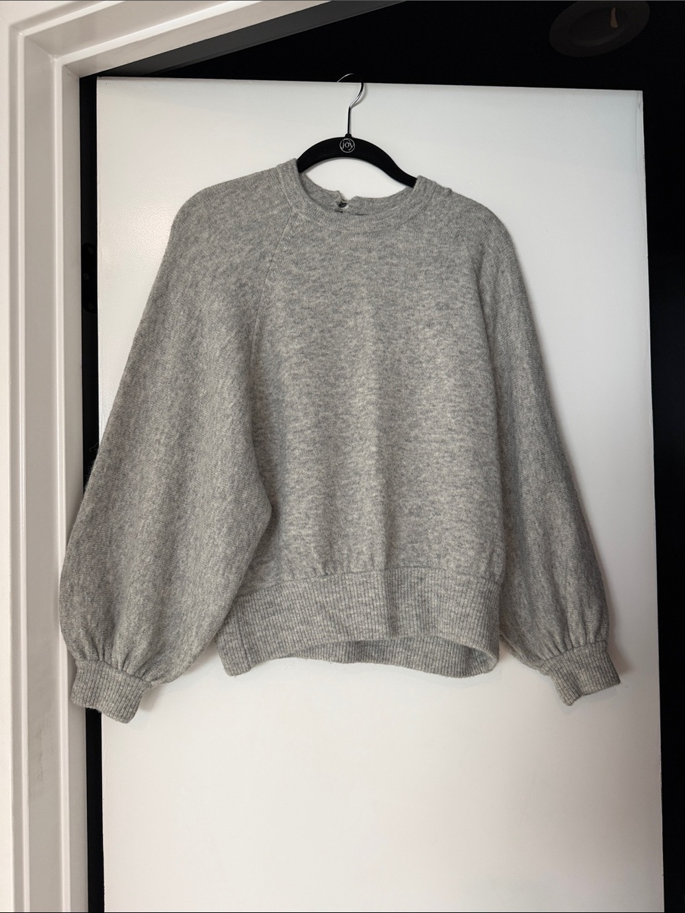 JCrew Gray Balloon-Sleeve Crewneck Sweater